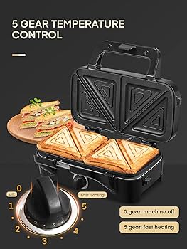FOHERE ワッフルメーカー ブラック Amazon.com: FOHERE Waffle Maker 3 in 1 Sandwich Maker 1200W